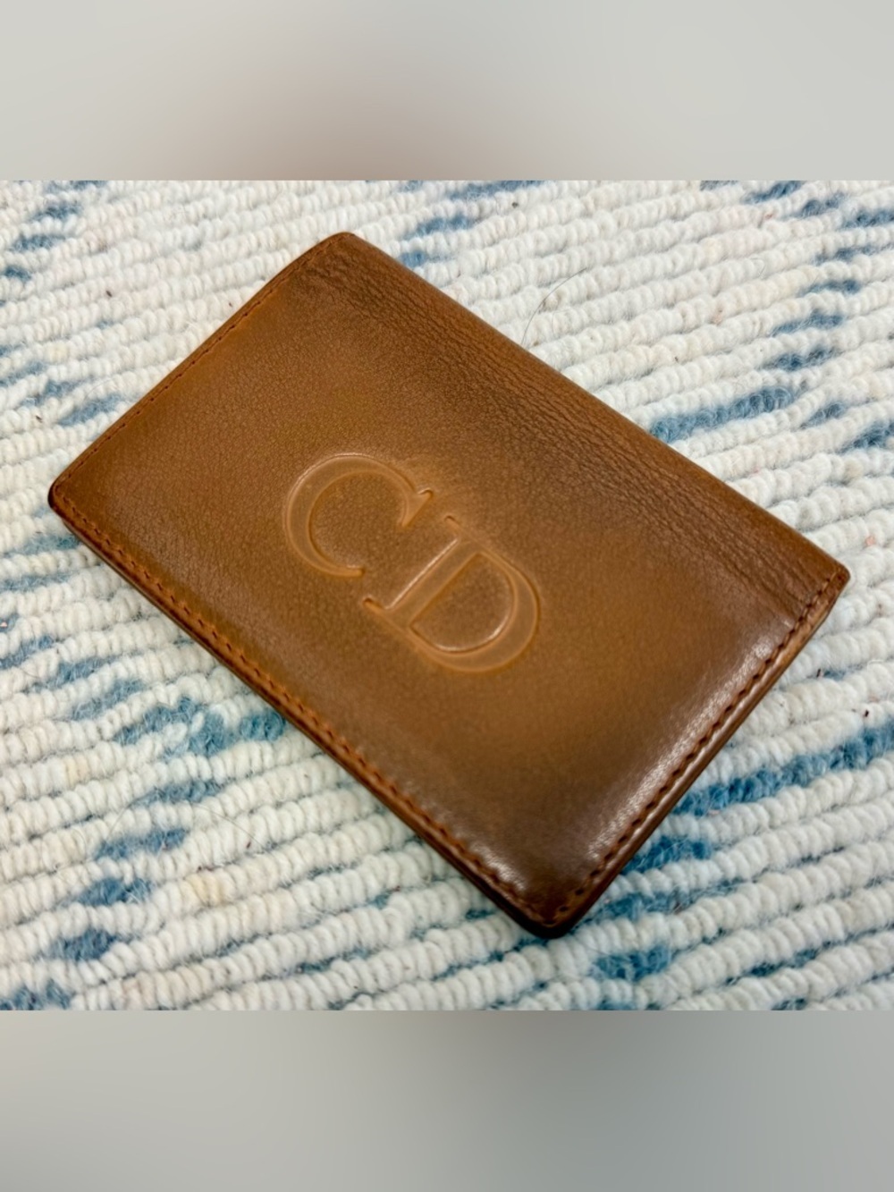 DIOR Vintage Y2K Rare Unisex Brown Leather Classic CD Logo Card Holder Wallet - Picture 4 of 16